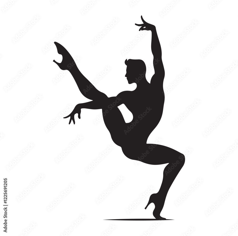 Cancan dancer pose silhouette vector illustration
Cancan dancer pose silhouette vector illustration