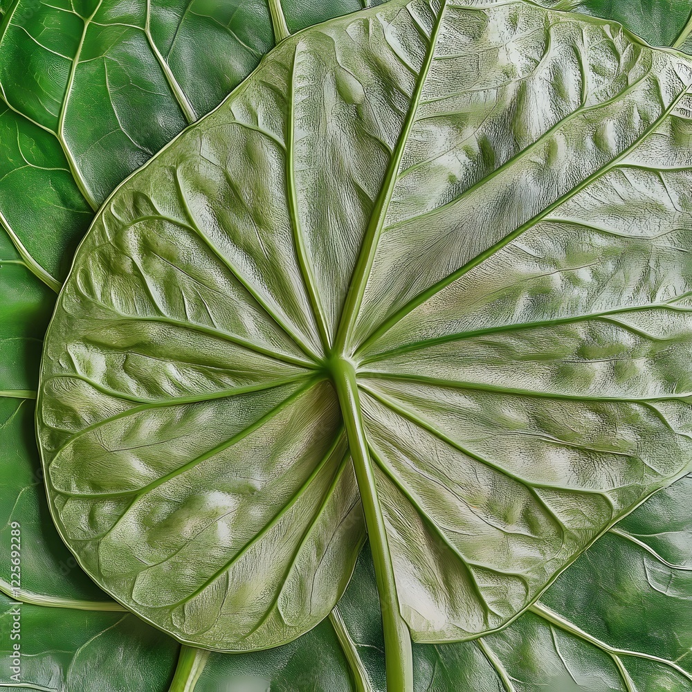 Fototapeta premium Stunning Closeup of Large Green Tropical Leaf Texture
