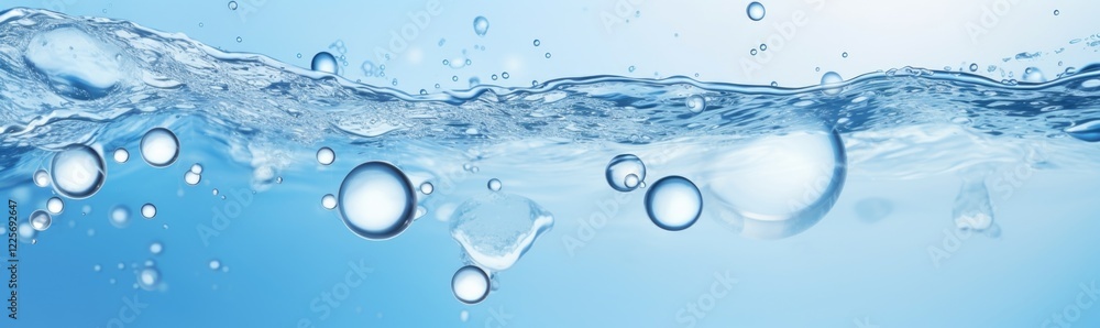 Bubbles ascend gracefully through clear water, creating a tranquil atmosphere. The soothing blue background enhances the calming effect of this underwater phenomenon Bubbles ascend gracefully through clear water, creating a tranquil atmosphere. The soothing blue background enhances the calming effect of this underwater phenomenon