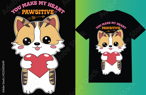 You make my heart pawsitive T-shirt design photo