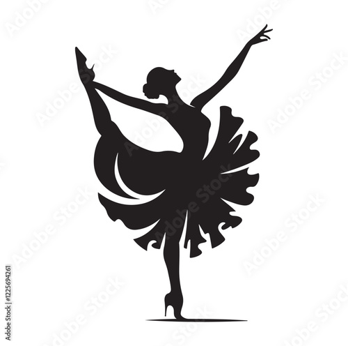 Cancan dancer pose silhouette vector illustration