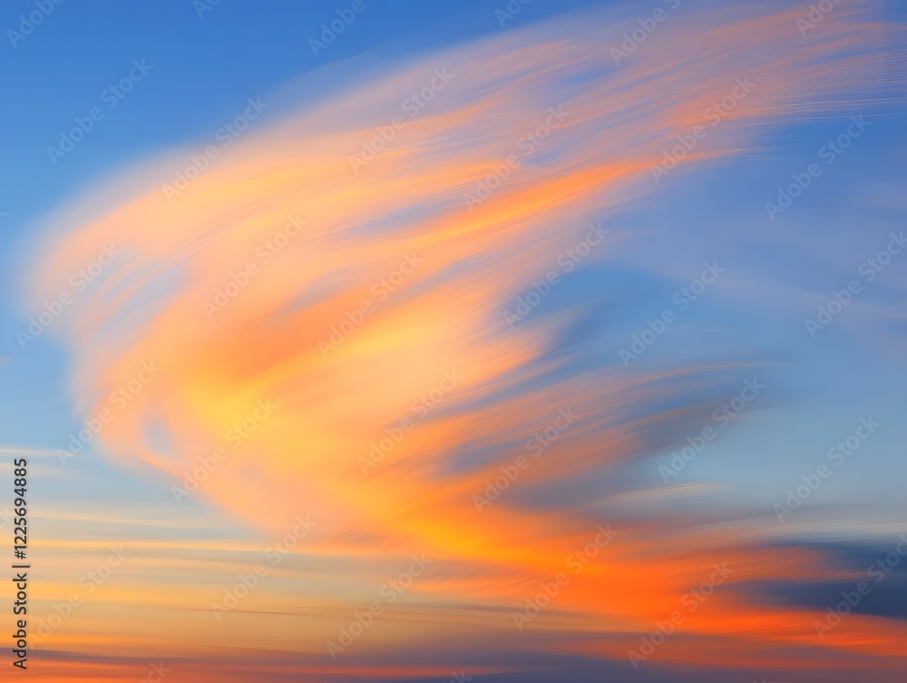 Fototapeta premium Abstract Sunset Sky: Swirling Orange and Blue Cloudscape