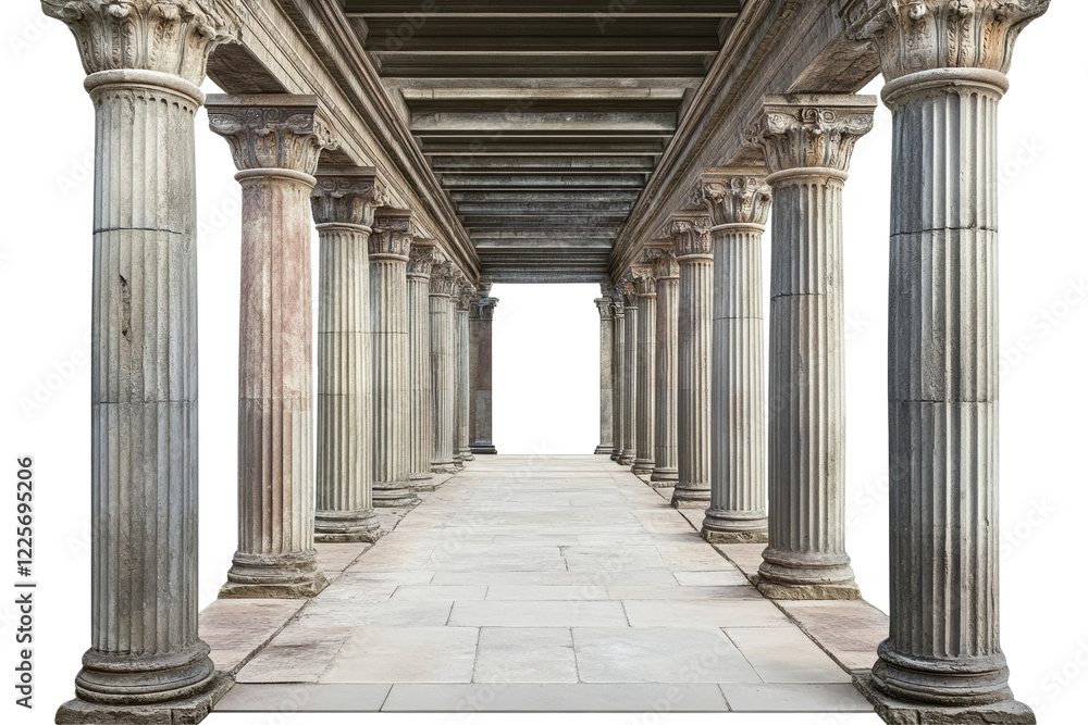 Ancient stone colonnade with corinthian columns isolated on transparent background Ancient stone colonnade with corinthian columns isolated on transparent background