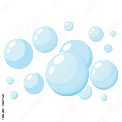 Soap bubbles vector art illustration, on isolated white background
