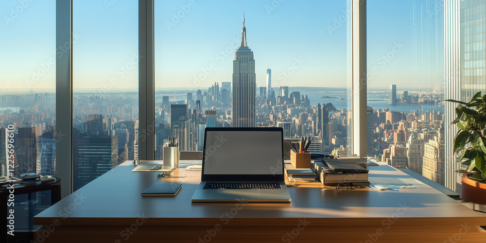 Photo of a modern office with panoramic windows Photo of a modern office with panoramic windows