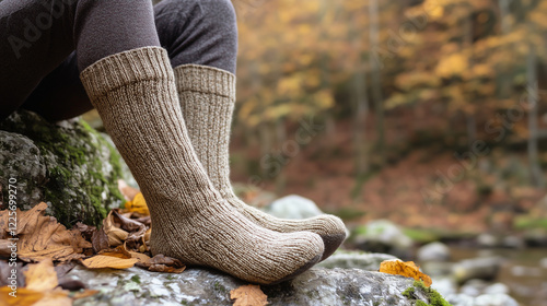  Photo of thick socks with reinforced heels and toes, ideal for outdoor comfort and warmth. photo