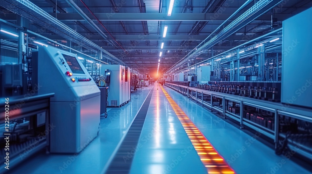 Fototapeta premium An electronics manufacturing plant with circuit boards being assembled, highlighting the precision and technology in tech production 