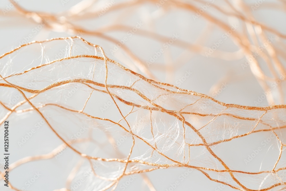 Close-up of delicate, minimalistic strands of Panax ginseng fibers with a soft, light background Close-up of delicate, minimalistic strands of Panax ginseng fibers with a soft, light background