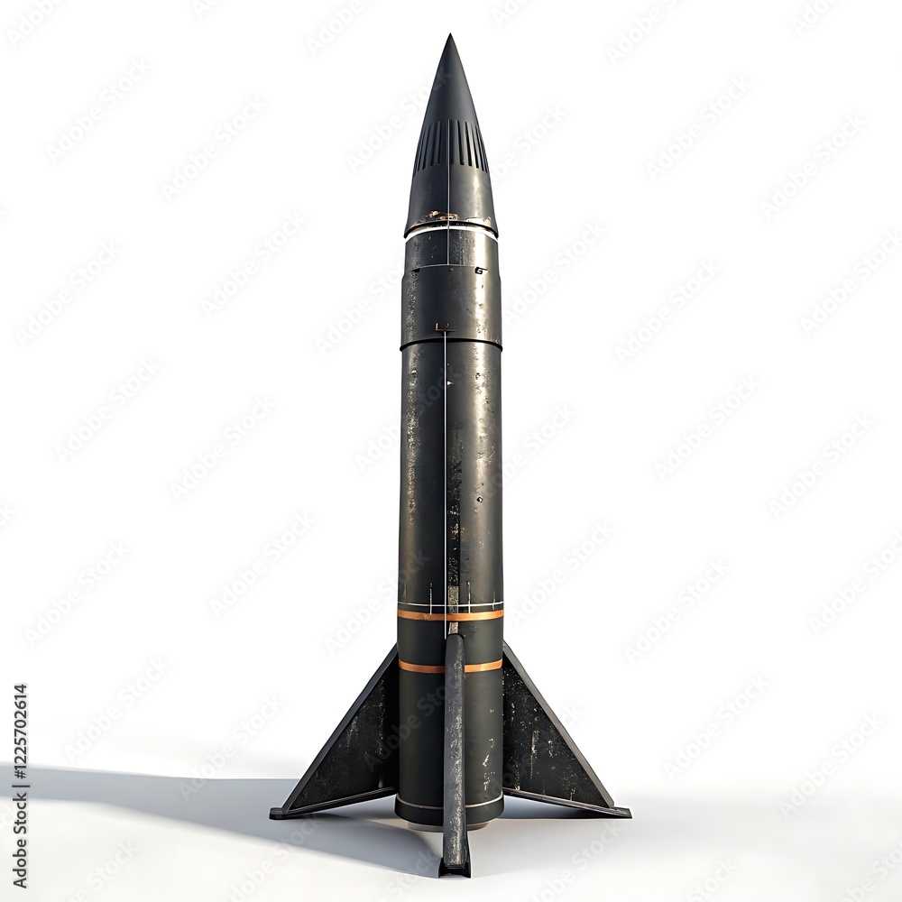 A missile with a warhead isolate on white background