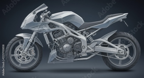 Conceptual Design: High-Performance Naked Motorcycle Technical Rendering. photo