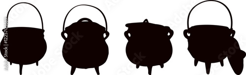 witches cauldron black silhouette vector