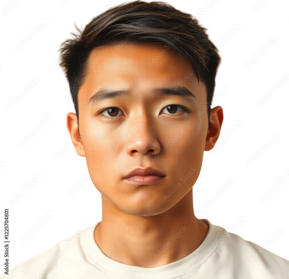 Sad young Asian man isolated on transparent background Sad young Asian man isolated on transparent background