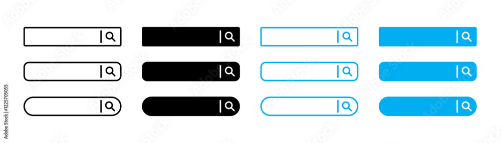 Search bar icons set. Bar input filed ui web form. Search form bar icons. Vector icons Search bar icons set. Bar input filed ui web form. Search form bar icons. Vector icons