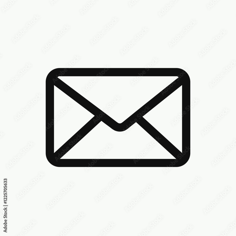 Simple black envelope icon on white background, communication concept Simple black envelope icon on white background, communication concept