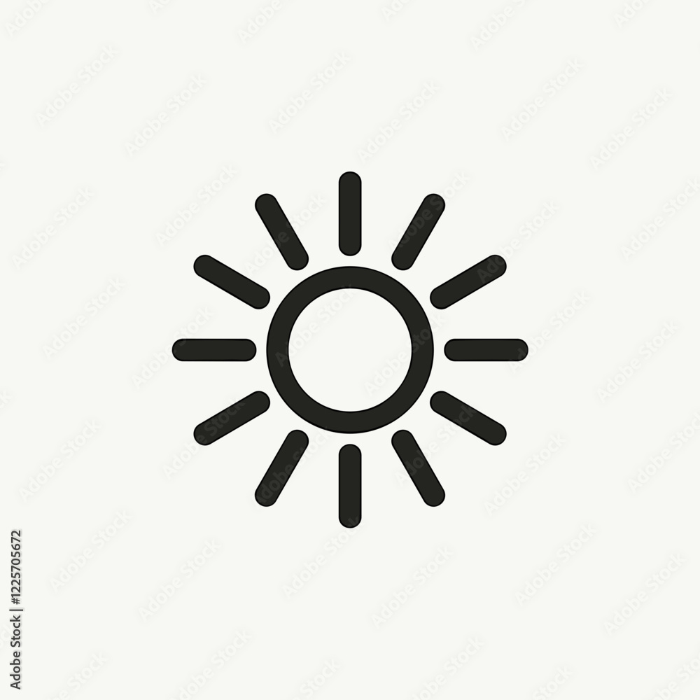 Black and white sun icon symbolizing warmth and clarity, simplicity Black and white sun icon symbolizing warmth and clarity, simplicity