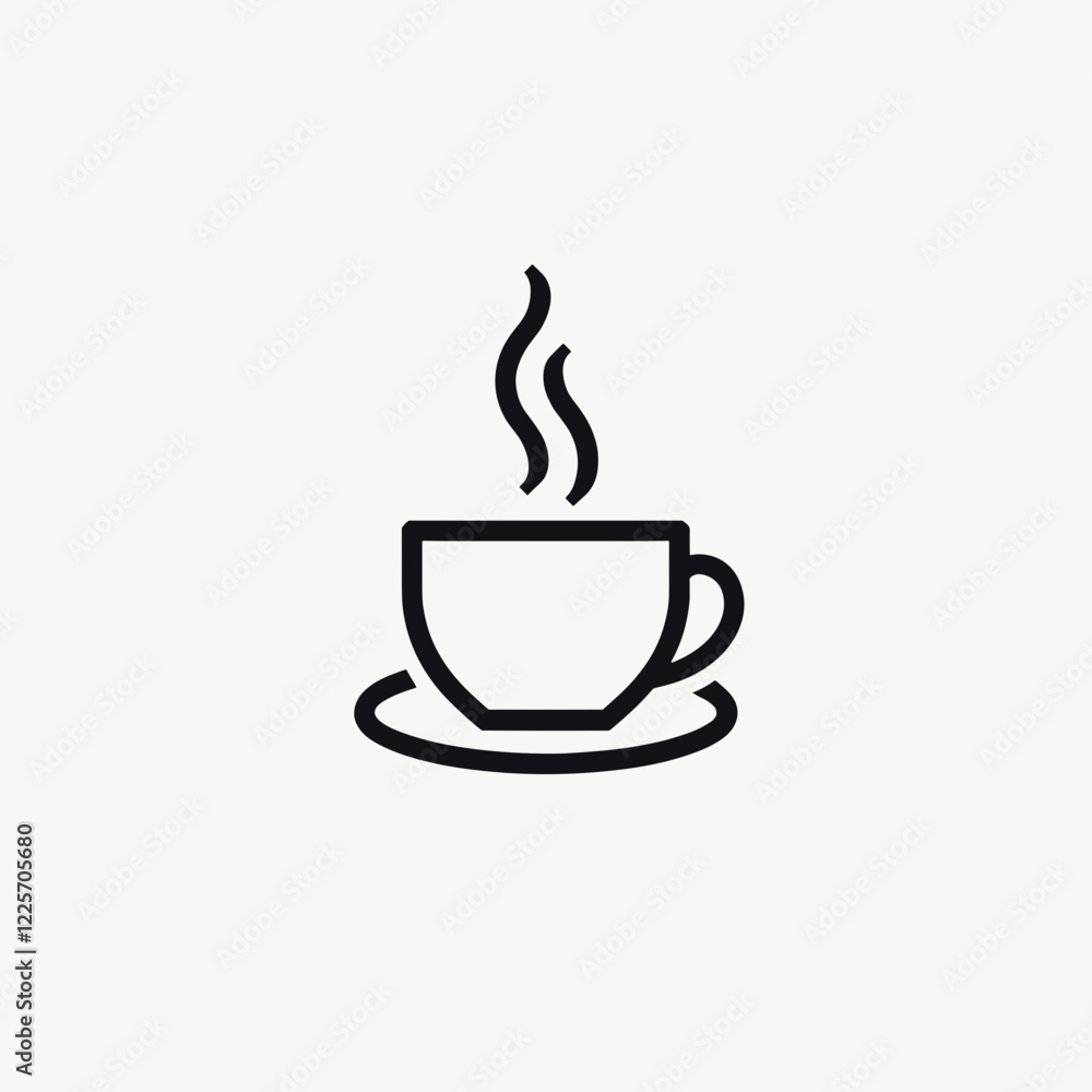 Minimalist coffee cup icon with steam on soft background, beverage symbolism Minimalist coffee cup icon with steam on soft background, beverage symbolism