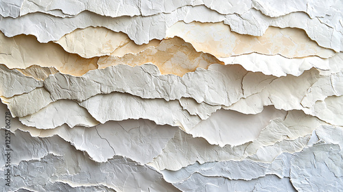 A handmade paper texture with visible fibers and uneven edges, adding an organic feel to creative projects.  photo