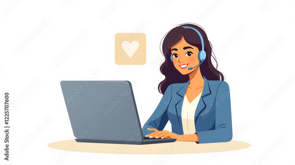 Professional customer service agent working at a desk in an office environment. The agent is wearing a headset, indicating that the individual is engaged in communication Professional customer service agent working at a desk in an office environment. The agent is wearing a headset, indicating that the individual is engaged in communication