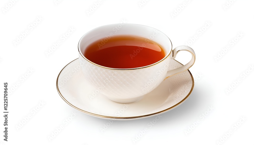 A refined porcelain cup of tea with delicate floral designs, isolated on a white background, perfect for vintage, tea-drinking, and traditional themes. A touch of elegance for cozy moments A refined porcelain cup of tea with delicate floral designs, isolated on a white background, perfect for vintage, tea-drinking, and traditional themes. A touch of elegance for cozy moments