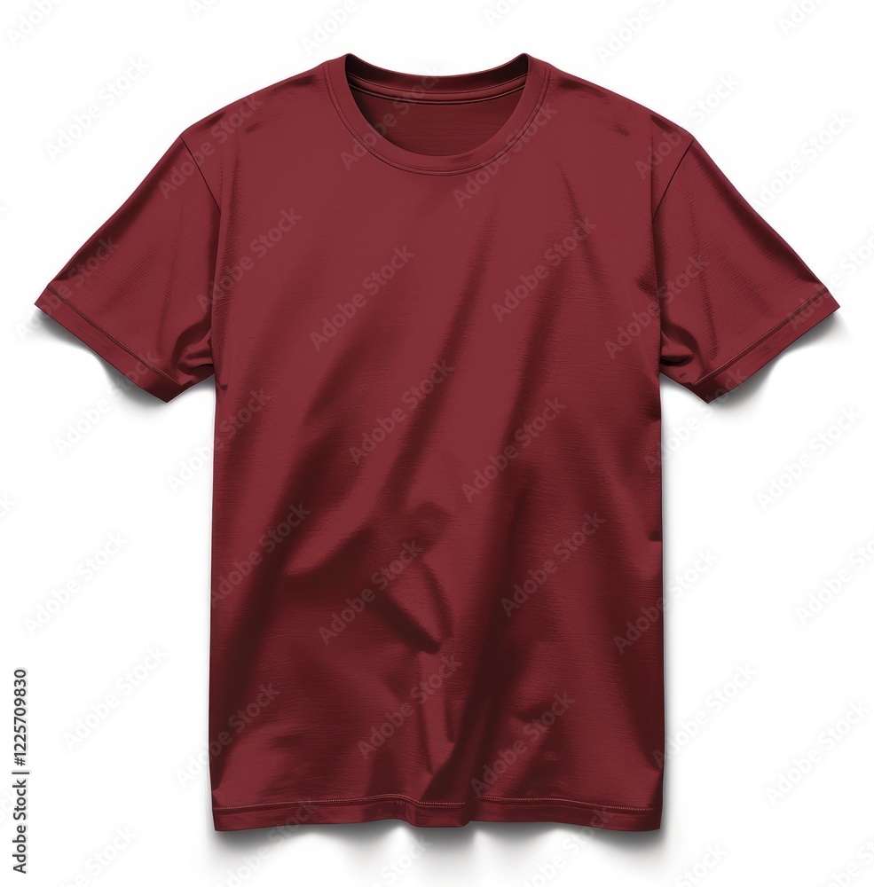 Isolated front view of maroon t-shirt on clean white background with transparent png for apparel mockups Isolated front view of maroon t-shirt on clean white background with transparent png for apparel mockups