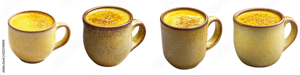 Turmeric Chai Latte in a Ceramic Mug – A warming turmeric chai latte served in a ceramic mug perfect for soothing and comforting during colder months. Isolated on Clear White Background Highly Detaile Turmeric Chai Latte in a Ceramic Mug – A warming turmeric chai latte served in a ceramic mug perfect for soothing and comforting during colder months. Isolated on Clear White Background Highly Detaile