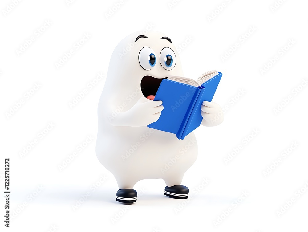 silly ghost holding book surprised face isolated white background silly ghost holding book surprised face isolated white background