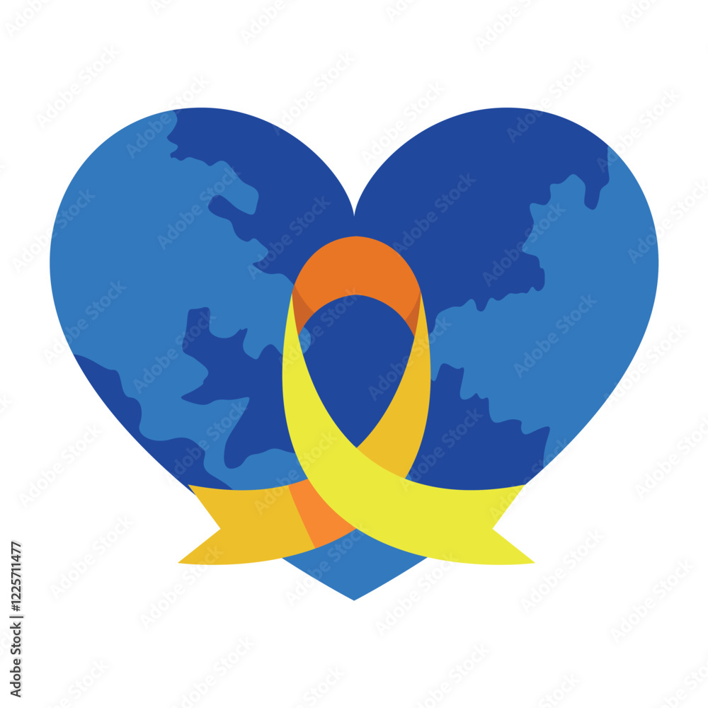 Blue Heart with Yellow Ribbon for Cancer Support Blue Heart with Yellow Ribbon for Cancer Support
