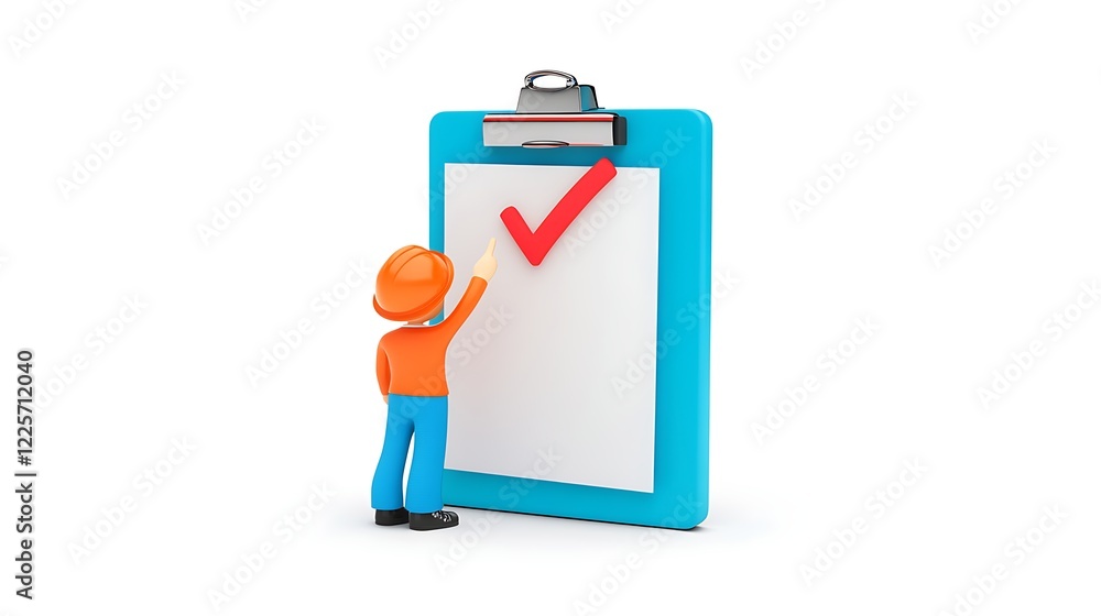 small figure pointing clipboard checklist isolated white background small figure pointing clipboard checklist isolated white background