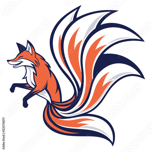 Adobe Illustrator Artwork Fox with nine tail mascot esport logo design