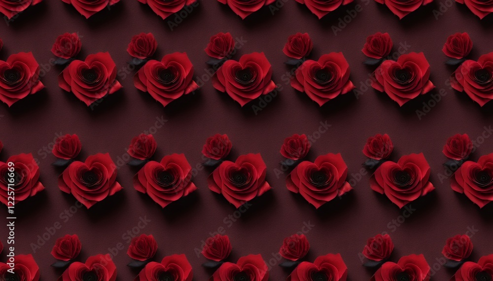 Red Heart Roses Pattern Romantic Valentine s Day Background Red Heart Roses Pattern Romantic Valentine s Day Background