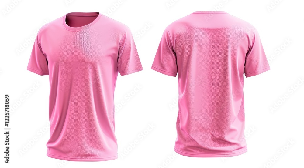 Unisex Pink T-Shirt Front and Back Isolated on White Unisex Pink T-Shirt Front and Back Isolated on White