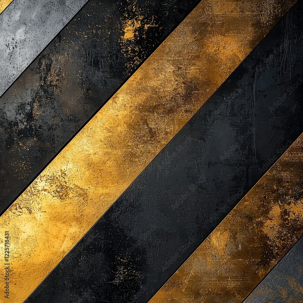 Abstract diagonal stripes of gold and black textured surfaces, symbolizing contrast and luxury, ideal for design projects and backgrounds. Abstract diagonal stripes of gold and black textured surfaces, symbolizing contrast and luxury, ideal for design projects and backgrounds.