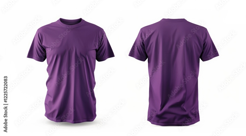 Minimalist Purple T-Shirt Front and Back View Isolated on White Minimalist Purple T-Shirt Front and Back View Isolated on White