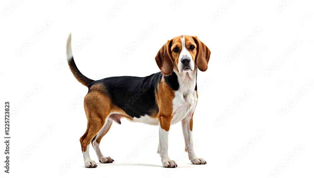 Professional Studio Portrait of an Elegant Beagle Pose Against Pure White Background - Generative AI Professional Studio Portrait of an Elegant Beagle Pose Against Pure White Background - Generative AI