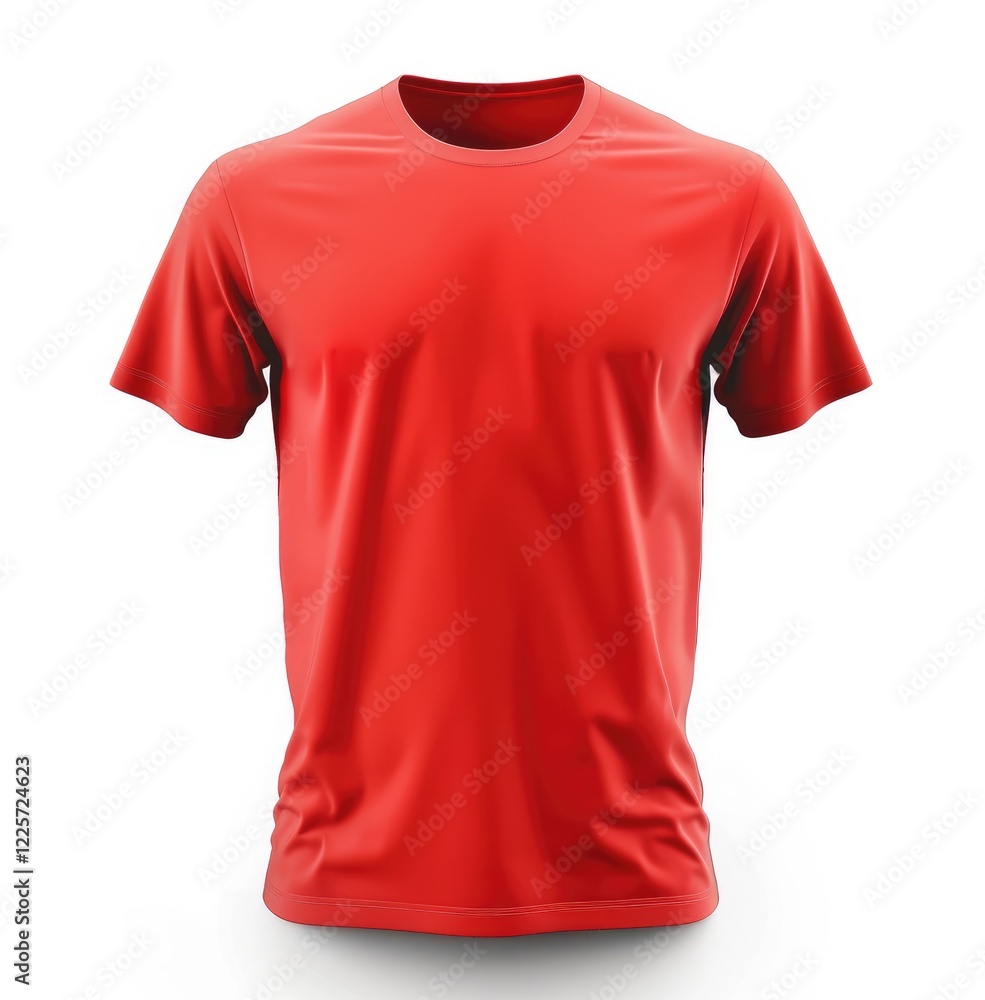 Red t-shirt isolated on white background, front view, perfect for custom t-shirt designs, branding mockups, and fashion apparel. Red t-shirt isolated on white background, front view, perfect for custom t-shirt designs, branding mockups, and fashion apparel.
