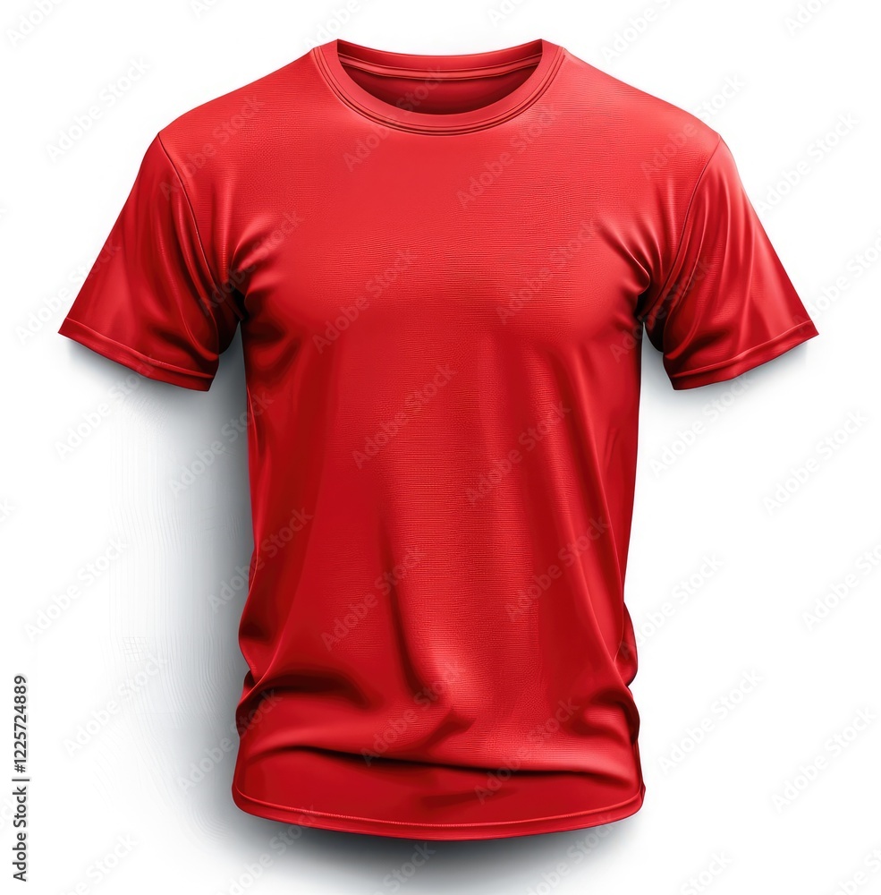 Red t-shirt front view isolated on white background for retail apparel, fashion marketing, and t-shirt design mockups. Red t-shirt front view isolated on white background for retail apparel, fashion marketing, and t-shirt design mockups.