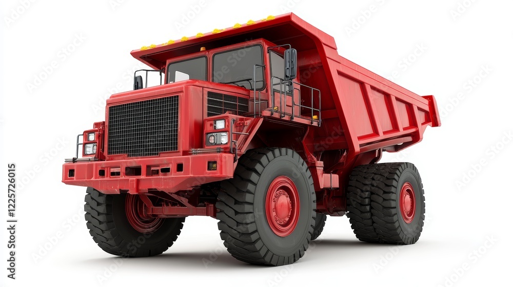 New Red Construction Dump truck isolated over white background New Red Construction Dump truck isolated over white background