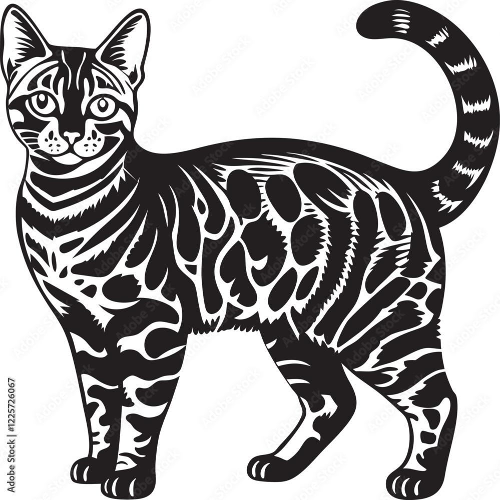 Fototapeta premium Intricate Russian Blue Cat Silhouette Artwork