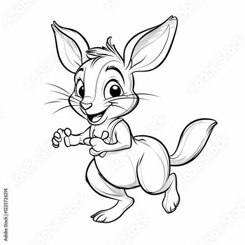 A cute cartoon bunny character with a joyful expression, ready to run playfully. photo