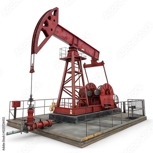 Oil pump jack on oilfield industry on white background photo