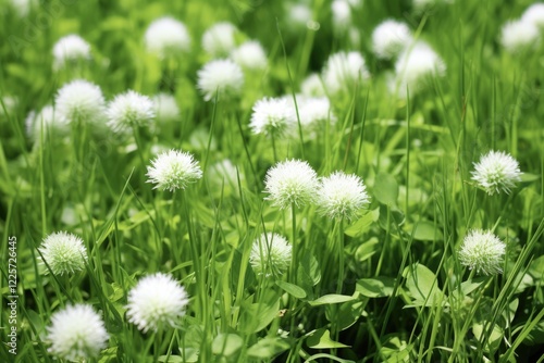 Wallpaper Mural Common Crab Grass and Clover Weeds in Unkempt Garden Yard. Background of Blowball Flora, Flower, and Gardening Grass Torontodigital.ca
