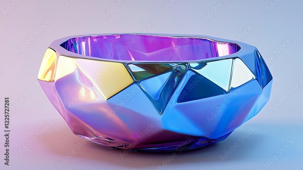 A pot shaped like a faceted gemstone with glossy surfaces A pot shaped like a faceted gemstone with glossy surfaces