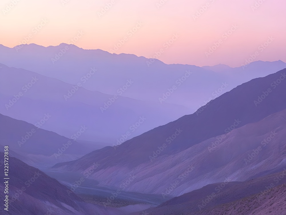 Fototapeta premium Serene Purple Mountain Range at Sunset: Layers of Hills Landscape Photography