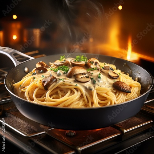 Pasta mit Champignonsosse photo