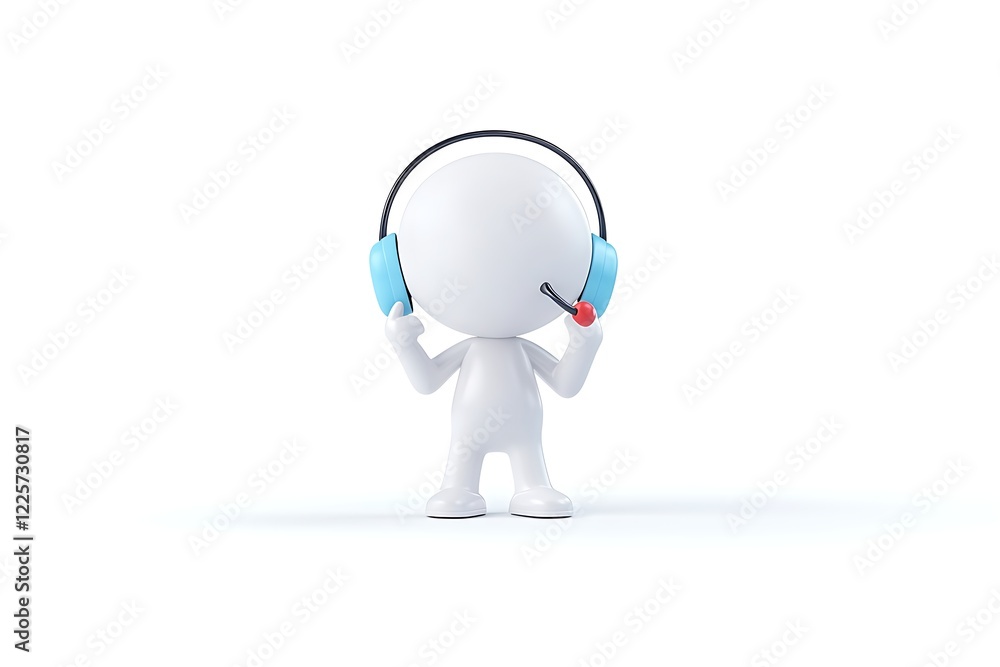 3D figure with headset making phone call 3D figure with headset making phone call