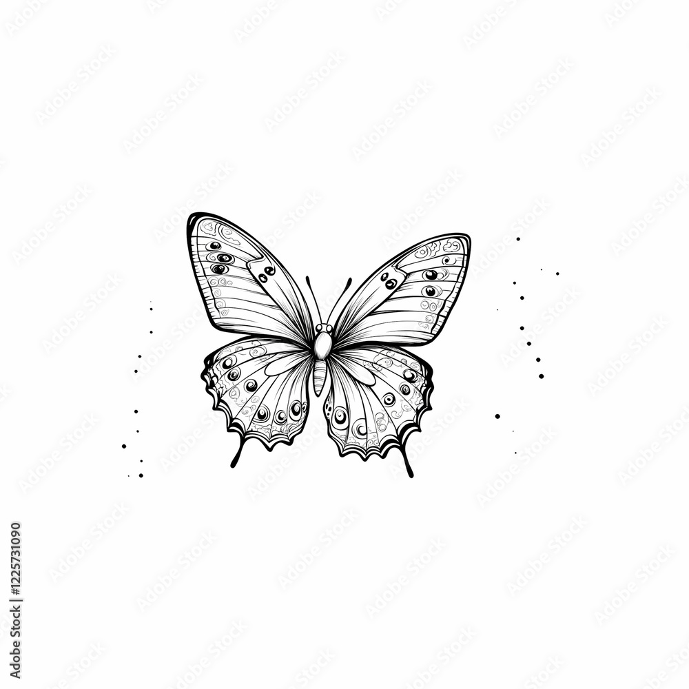 A delicate butterfly illustration showcasing intricate wing patterns and beauty. A delicate butterfly illustration showcasing intricate wing patterns and beauty.