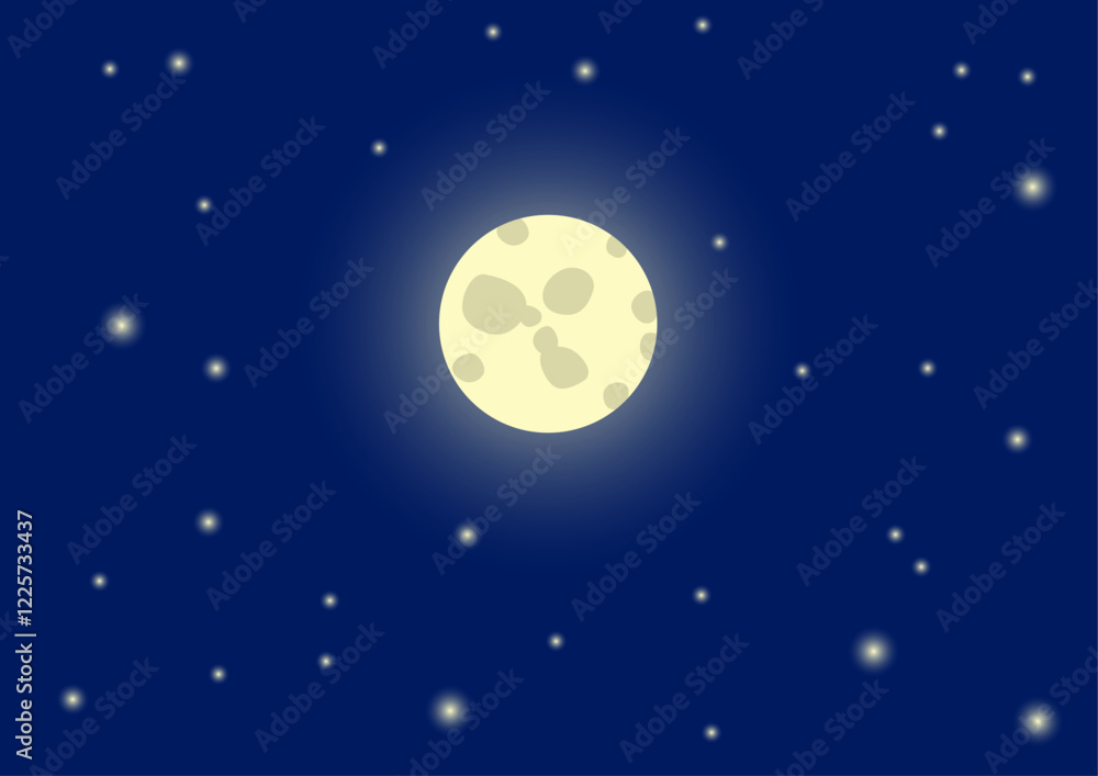 Fototapeta premium Full moon on a night starry sky background