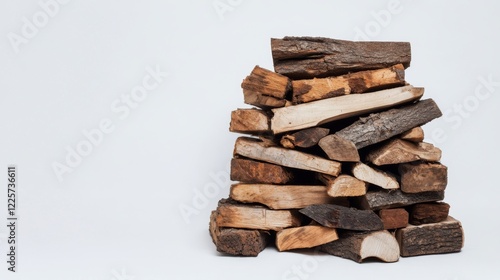 Stack of firewood on white background. photo