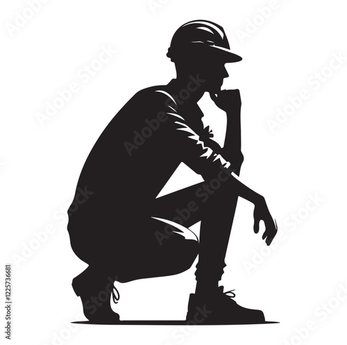 male architect pose silhouette vector illustration