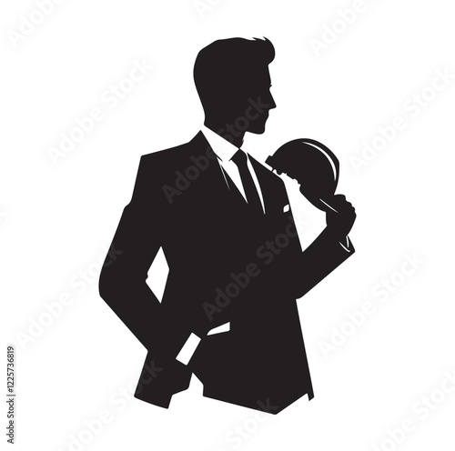 male architect pose silhouette vector illustration